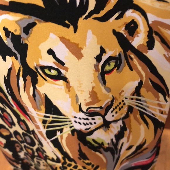 Bob Mackie Wearable Art- Vintage Big Cats Animal Abstract Print Silk Blouse - Picture 2 of 13